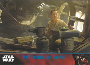 2015 Topps Star Wars: The Force Awakens - Lightsaber Blue #74 Rey Dines at Home Front