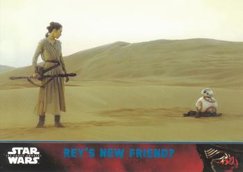 2015 Topps Star Wars: The Force Awakens - Lightsaber Blue #79 Rey's new friend? Front