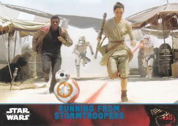 2015 Topps Star Wars: The Force Awakens - Lightsaber Blue #89 Running from Stormtroopers Front