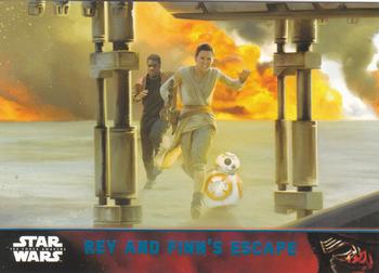 2015 Topps Star Wars: The Force Awakens - Lightsaber Blue #90 Rey and Finn's escape Front