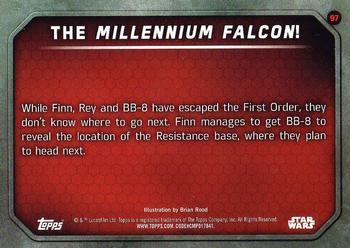 2015 Topps Star Wars: The Force Awakens - Lightsaber Blue #97 The Millennium Falcon! Back
