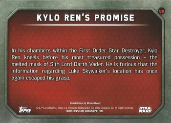 2015 Topps Star Wars: The Force Awakens - Lightsaber Blue #98 Kylo Ren's Promise Back