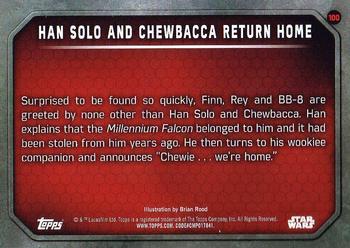 2015 Topps Star Wars: The Force Awakens - Lightsaber Blue #100 Han Solo & Chewbacca return home Back