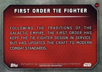 2015 Topps Star Wars: The Force Awakens - Lightsaber Purple #60 First Order TIE Fighter Back