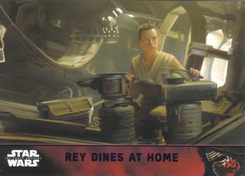 2015 Topps Star Wars: The Force Awakens - Lightsaber Purple #74 Rey Dines at Home Front