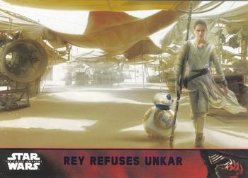 2015 Topps Star Wars: The Force Awakens - Lightsaber Purple #83 Rey refuses Unkar Front