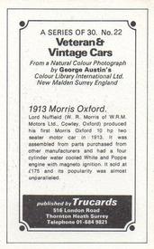 1970 Trucards Veteran & Vintage Cars #22 1913 Morris Oxford Back