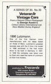 1970 Trucards Veteran & Vintage Cars #30 1896 Lutzmann Back