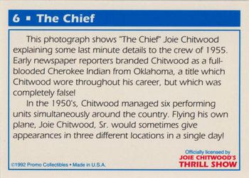 1992 Promo Collectibles Joie Chitwood's Thrill Show #6 The Chief Back