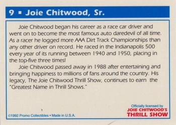 1992 Promo Collectibles Joie Chitwood's Thrill Show #9 Joie Chitwood, Sr. Back