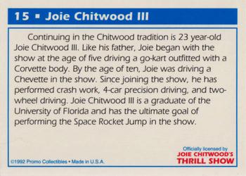 1992 Promo Collectibles Joie Chitwood's Thrill Show #15 Joie Chitwood III Back
