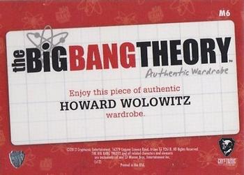 2012 Cryptozoic The Big Bang Theory Seasons 1 & 2 - Authentic Wardrobes #M6 Howard Wolowitz Back