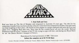 1979 Golden Wonder TV All Stars #5 Rod Hull and Emu Back