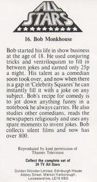 1979 Golden Wonder TV All Stars #16 Bob Monkhouse Back