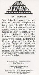 1979 Golden Wonder TV All Stars #20 Tom Baker Back