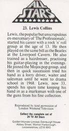 1979 Golden Wonder TV All Stars #23 Lewis Collins Back