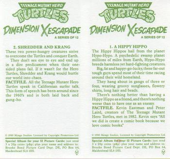 1990 Brooke Bond Teenage Mutant Hero Turtles: Dimension X Escapade (Double Cards) #1-2 A Happy Hippo / Shredder and Krang Back