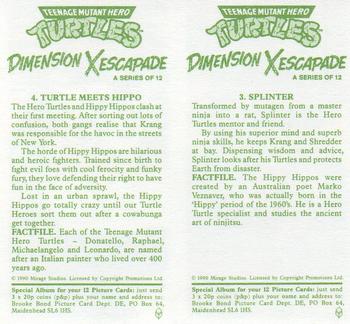 1990 Brooke Bond Teenage Mutant Hero Turtles: Dimension X Escapade (Double Cards) #3-4 Splinter / Turtle meets Hippo Back