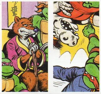 1990 Brooke Bond Teenage Mutant Hero Turtles: Dimension X Escapade (Double Cards) #3-4 Splinter / Turtle meets Hippo Front