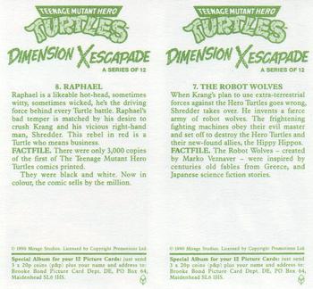 1990 Brooke Bond Teenage Mutant Hero Turtles: Dimension X Escapade (Double Cards) #7-8 The Robot Wolves / Raphael Back