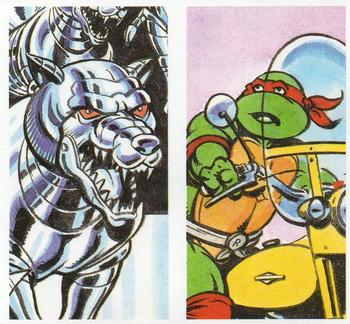 1990 Brooke Bond Teenage Mutant Hero Turtles: Dimension X Escapade (Double Cards) #7-8 The Robot Wolves / Raphael Front