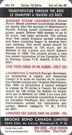 1967 Brooke Bond (Red Rose Tea) Transportation Through the Ages (Top Line Black) #19 Modern Steam Locomotive Back