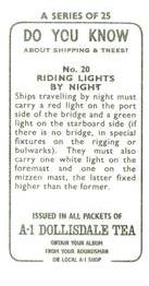 1962 A-1 Dollisdale Tea Do You Know about Shipping and Trees #20 Riding Lights by Night Back