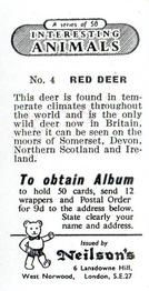 1954 Neilson's Interesting Animals #4 Red Deer Back