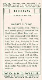 1937 Wills's Dogs #2 Basset Hound Back
