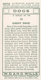 1937 Wills's Dogs #16 Great Dane Back
