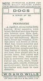1937 Wills's Dogs #20 Pekingese Back