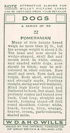 1937 Wills's Dogs #22 Pomeranian Back