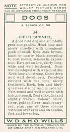 1937 Wills's Dogs #34 Field Spaniel Back
