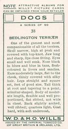 1937 Wills's Dogs #38 Bedlington Terrier Back