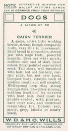 1937 Wills's Dogs #40 Cairn Terrier Back