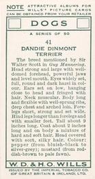 1937 Wills's Dogs #41 Dandie Dinmont Terrier Back