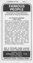 1973 Brooke Bond Famous People #2 Sir Edwin Landseer Back