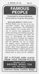 1973 Brooke Bond Famous People #10 William Booth Back
