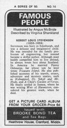 1973 Brooke Bond Famous People #16 Robert Louis Stevenson Back