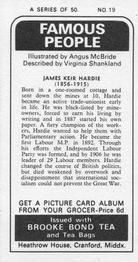 1973 Brooke Bond Famous People #19 James Keir Hardie Back