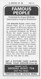 1973 Brooke Bond Famous People #21 Sir Edward Elgar Back