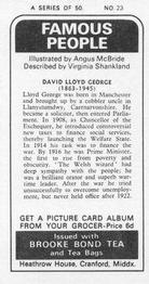 1973 Brooke Bond Famous People #23 David Lloyd George Back