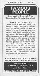 1973 Brooke Bond Famous People #24 Edith Cavell Back