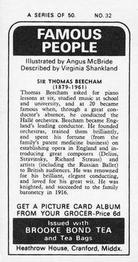 1973 Brooke Bond Famous People #32 Sir Thomas Beecham Back