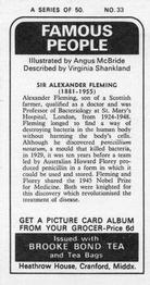 1973 Brooke Bond Famous People #33 Sir Alexander Fleming Back