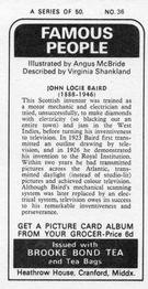 1973 Brooke Bond Famous People #36 John Logie Baird Back
