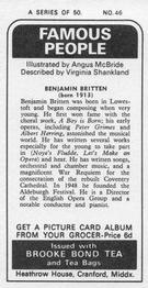1973 Brooke Bond Famous People #46 Benjamin Britten Back
