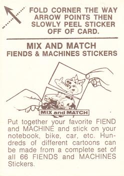 1970 Donruss Fiends and Machines Stickers #11 The Great 1 Back