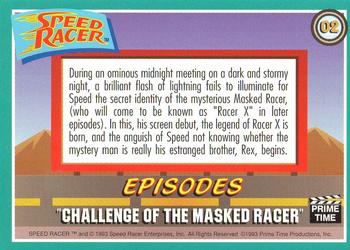 1993 Prime Time Speed Racer #2 Challenge of the Masked Racer Back