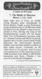 1988 Brooke Bond Queen Elizabeth I Queen Elizabeth II #7 The Battle of Marston Moor Back